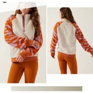 Athleta Girls Pullover So Snug Sherpa 1/4‎ Zip Sweatshirt Multicolor Size XL/14
